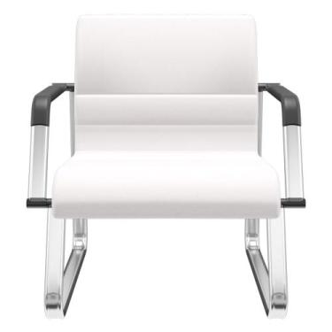 Imagem de Cadeira de Escritório Recepção com Braço Fixa Cromada Lev P03 Vinil Br