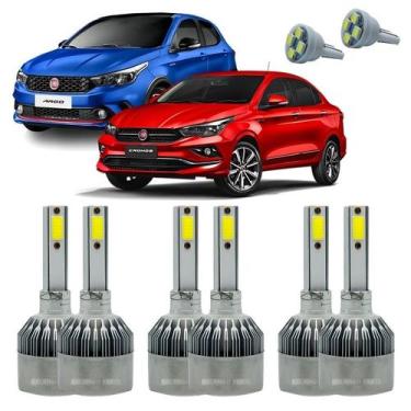 Imagem de Lâmpadas Super Led Fiat Argo E Cronos Kit Farol E Milha C6 - Autovex
