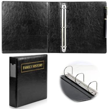 Imagem de Fichário de história da família, 7,5 cm, 3 anéis, divisórias, organizador de genealogia, suprimentos de genealogia com laço de caneta de bolso, bolso de PVC para preservar a história da família, 28 cm