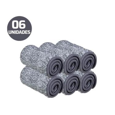 Imagem de Kit 6 Unidades Refil Mop Rodo Flat Lava Seca Balde - 123Útil