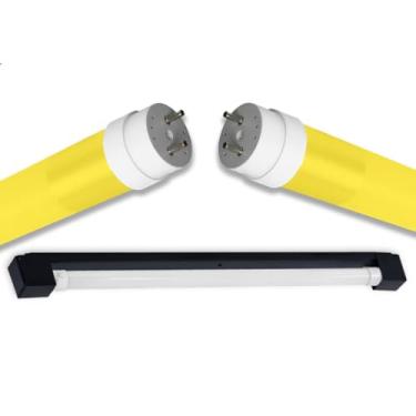 Imagem de Kit Calha Sobrepor Tubular Led 1,2m Preto + Lâmpada Colorida 20w Amarelo