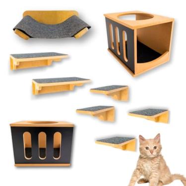 Imagem de Playground Gato 9 Peças Super Resistente Montado Premium Linhas Verticais Com Rede (Preto)