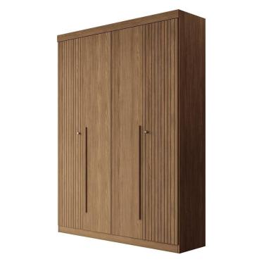 Imagem de Guarda Roupa Solteiro Buriti Ripado 4 Portas Jatobá - Santos Andirá Jatobá