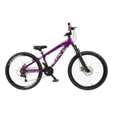 Imagem de Bicicleta 26 Gta Rebel Alumínio Freeride Downhill 21v Aros Vmaxx Freio Disco Pneu Flame (Roxo)