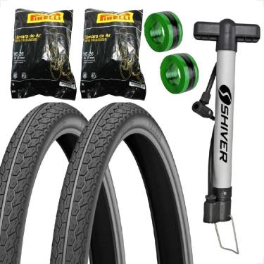 Imagem de Par Pneu bicicleta Levorin Vereda aro 26 x 1.1 2x2 + Par camara + Par Bomba Shiver + Fita anti furo