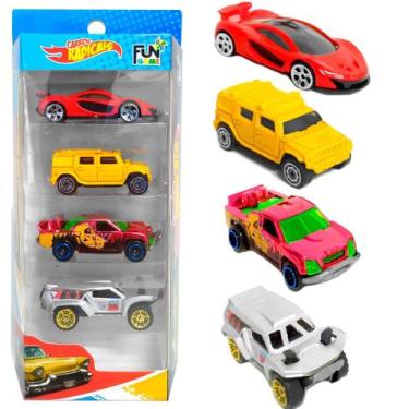 Imagem de Kit 4 Carrinhos em Miniatura Hot Cars de Ferro Linha Carros Radicais -