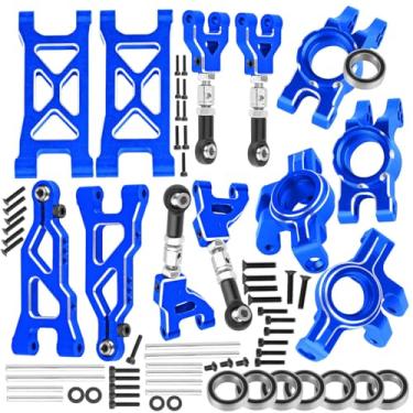 Imagem de RCYouHott Braço de suspensão RC e bloco de direção/cubo traseiro peça de atualização de alumínio para Mojave GROM 223S DSC 4X4 RTR (ARA2304, ARA2304S) Mojave GROM 4X4 RTR(ARA2104), azul marinho