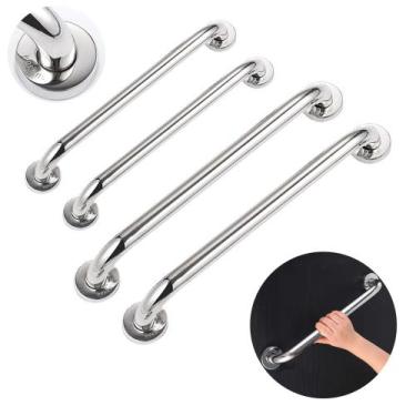 Imagem de Barra Alça Apoio Banheiro 4 Pcs 40cm e 60cm Alta Qualidade Inox + Nota
