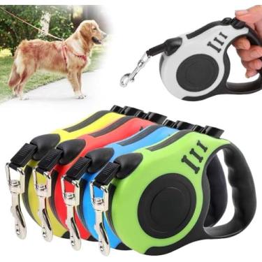 Imagem de Coleira Guia Retrátil 5 Metros Pets Cachorro Cães Gatos Resistente Com Trava Até 15kg