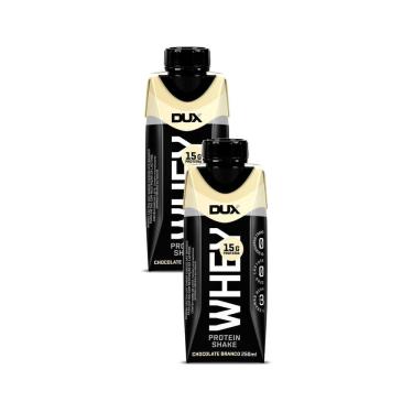 Imagem de Kit 2 Bebida Láctea UHT Whey Protein Shake Dux Sabor Chocolate Branco com 15g de Proteína 250ml