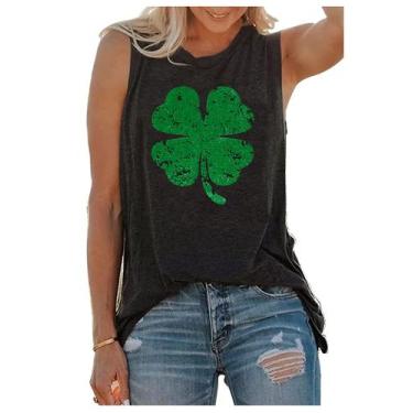 Imagem de Camisetas regatas CHUNTIANRAN St Patrick's Lucky Shamrock Women