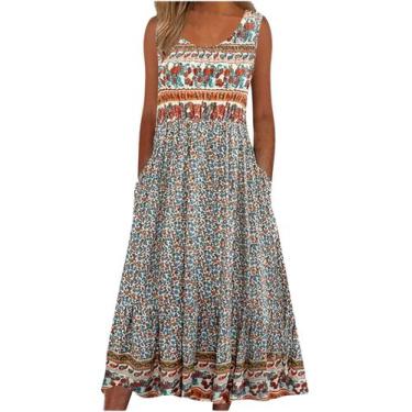 Imagem de Vestido maxi feminino Medlor com estampa floral boho 2025 plus size