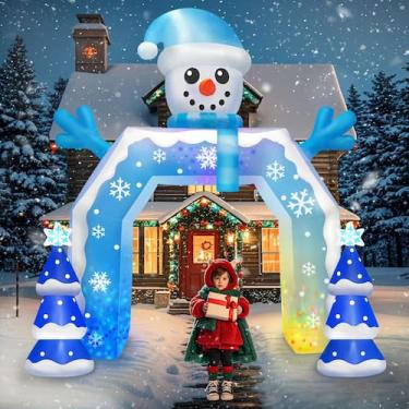 Imagem de Arco de boneco de neve inflável de Natal Kalolary de 3,7 m com LED