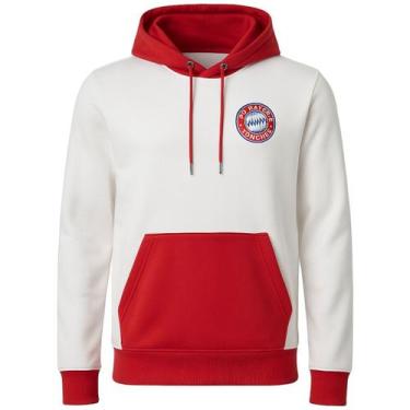 Imagem de Blusa Masculina Moletom Bayern Munchen Branca Balboa, Branco, Vermelho