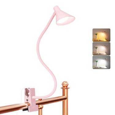Imagem de Lâmpada de mesa LifMira BL08 Clip em LED para leitura rosa claro