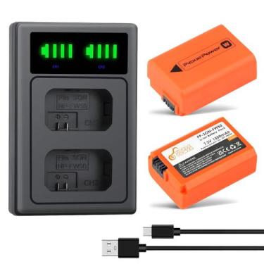 Imagem de Bateria e carregador duplo de LED para Sony A6500 A6400 A6300 A6000 - 