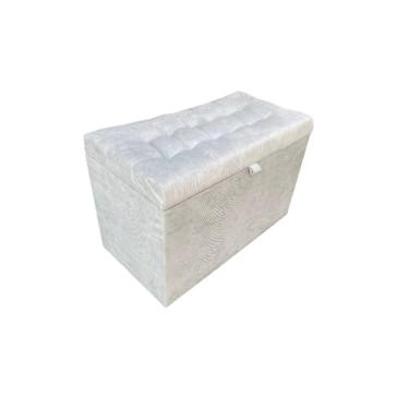 Imagem de Puff Baú Organizador 1 Metro - Banco com Armazenamento para Quarto, Suporta 180kg, Tecido Suede, Pronto para Usar(Cinza Claro,Rodizios c/travas)