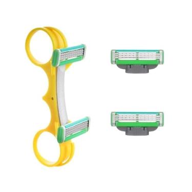 Imagem de Barbeador duplo para cabeça careca. Aparador de cabelo rápido, barbeador manual masculino, kit de aparador de cabelo automático para cabeça, barba e corpo, rápido duplo, para casa e viagem (1 peça