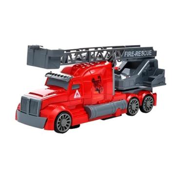 Imagem de Caminhão de Bombeiro Transformável, Vermelho, Plástico, 22cm x 8cm x 10cm, Jatos d'Água, Rotação 360°, Brinquedo Educativo para Crianças Acima de 3 Anos, Funciona com 3 Pilhas AAA