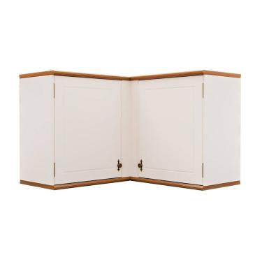 Imagem de Aéreo Canto 2 Portas com Tampo e Base de Madeira Maciça Joy Off White/Cinamomo