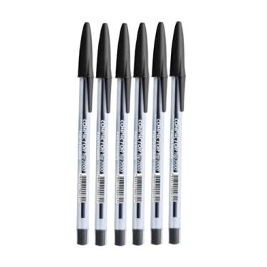 Imagem de Caneta Ponta Fina, Kit Caneta Esferografica Compactor Cristal(6Preta)