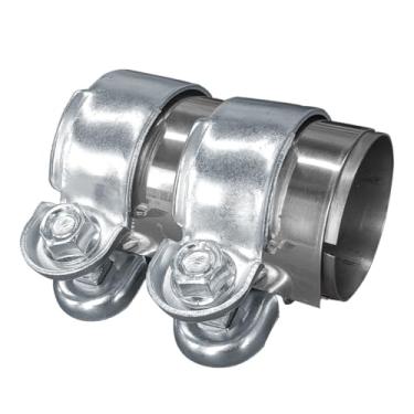 Imagem de Braçadeira de escape automotiva de 5 cm, parafusos de junta de extremidade de aço inoxidável, conjunto de braçadeira de flanges de banda, acoplador de manga de conector de tubo universal para