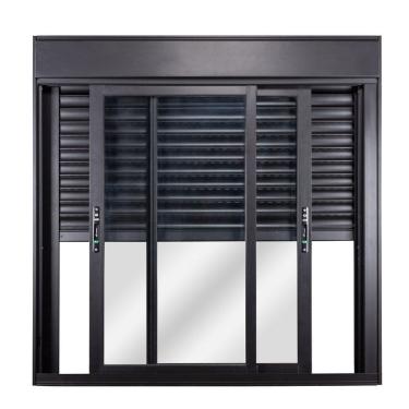 Imagem de Janela 2 Folhas com Vidro Liso e Persiana Integrada Controle Remoto 100 x 100cm Topsul Esquadrisul Preto