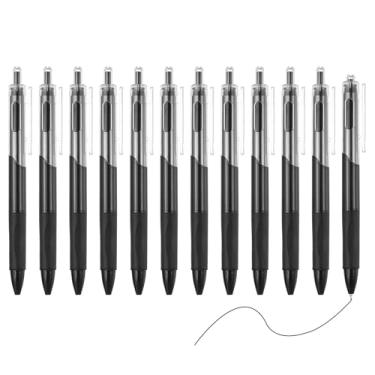 Imagem de PATIKIL Pacote com 12 canetas retráteis de 0,5 mm, canetas esferográficas retráteis, de ponta fina, para escritório, material doméstico, diário, caderno, preto