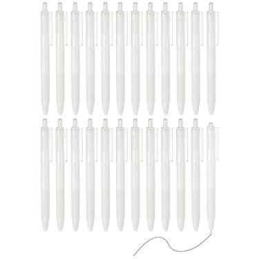 Imagem de PATIKIL Pacote com 24 canetas retráteis de 0,5 mm, canetas esferográficas retráteis, ponta fina, escrita suave, fofa, para escritório, casa, diário, caderno, branco, pacote com 24