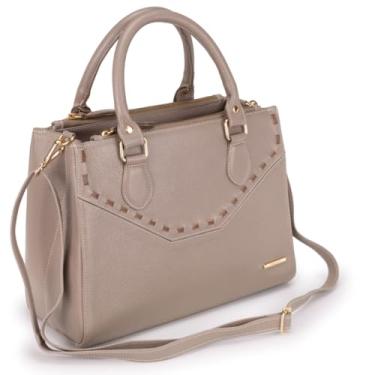 Imagem de Bolsa Feminina Tote Média Transversal Divisórias Couro SIfra (CINZA)
