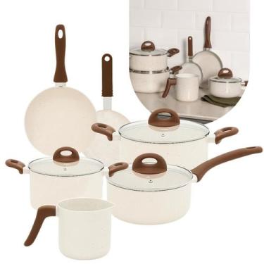 Imagem de Jogo de Panelas Brinox 6 Peças Ceramic Life Smart Plus Vanilla Revesti