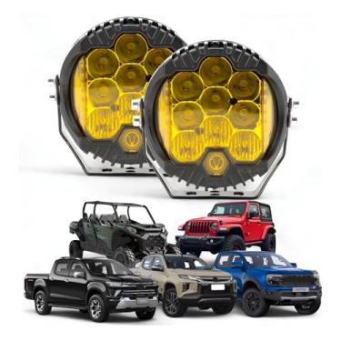 Imagem de Par Farol De Milha Led 90w 7 Pol Lente Âmbar Off Road Âmbar