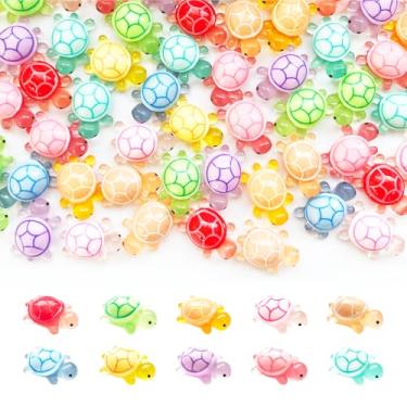 Imagem de cntjv 30 peças de tartarugas de resina luminosas grandes figuras de artesanato marítimo que brilham no escuro a granel de plástico animais do oceano estatuetas para esconder 10 cores casa de bonecas