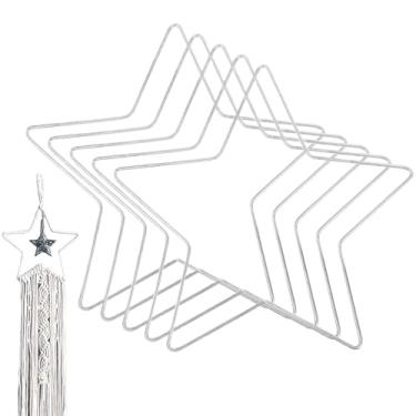 Imagem de Molduras de guirlanda de arame | Moldura de metal em forma de estrela de 20 cm, 5 peças - formas de guirlanda de Natal - para festival, sazonal, casa, escritório, quarto, janela, porta, parede, árvore