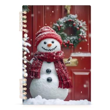Imagem de Burbuja Caderno de boneco de neve de Natal, papel pautado universitário A5 com 60 folhas, fichário para escritório, 1 pacote