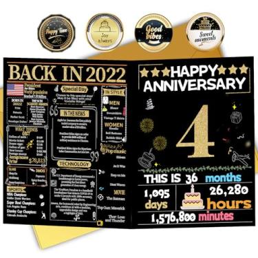 Imagem de Joycard Cartão de 4º aniversário para mulheres e homens, cartão de casamento para esposa marido, decorações de casamento doces presentes para casal, perfeito para ela no dia de aniversário, em 2022