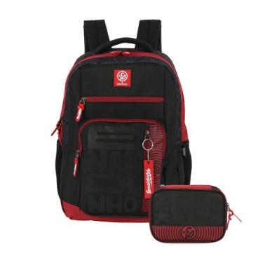 Imagem de Kit Mochila Enaldinho YouTuber De Costas E Estojo Box Teen, Preto