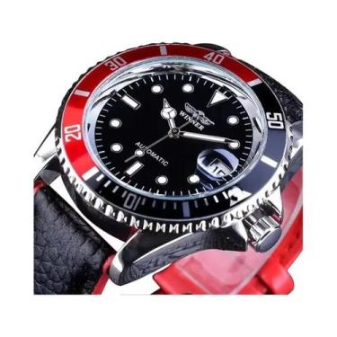 Imagem de Relógio Mecânico Luxuoso Masculino Preto E Branco WINNER 002 Com Calen