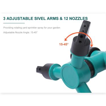 Imagem de Aspersor de jardim Ainoli Aspersores giratórios de gramado de 360 ​​graus cobrindo grande área ao ar livre jardim pátio pulverizador de água de irrigação de jardinagem