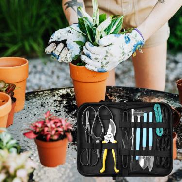Imagem de Ainoli 15 PCS Kit de ferramentas de aparamento de jardinagem suculenta inclui bolsa de jardinagem Pás de ancinho Tesoura Tesouras de poda Fio Presentes de jardinagem Conjunto de