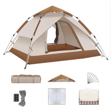 Imagem de NRNQMTFZ Barraca de acampamento familiar de camada dupla, barraca de cúpula para 3 a 5 pessoas, barraca de acampamento pop-up - bolsa de transporte e mosca de chuva removível - fácil de montar - ótimo