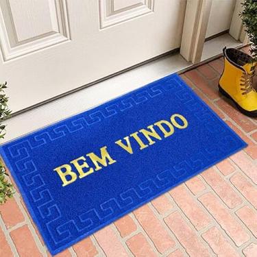 Imagem de Capacho Bem-Vindo Antiderrapante para Porta de Entrada – Tapete Emborrachado em PVC Resistente à Água e Fácil de Limpar(AZUL)