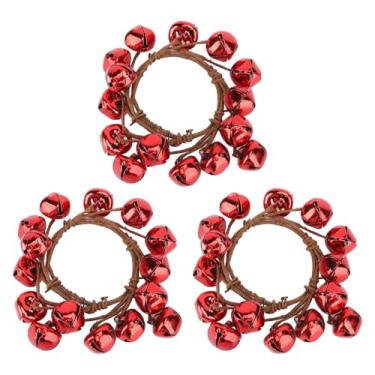 Imagem de aqxreight 3 Peças Guirlanda de Guirlanda de Sino Pequena Enfeite de Enfeite de Natal Artesanato Porta de Metal de Ferro Decoração de Casa Vermelha Pode Ser Adequada para Parede Pendurada Atenção