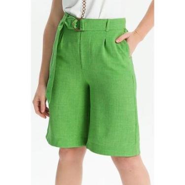 Imagem de Bermuda PKS Feminina Alfaiataria Verde-G-Feminino
