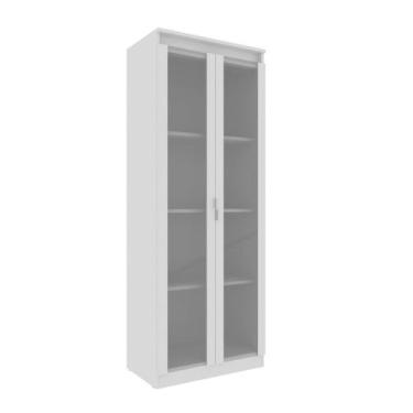 Imagem de Armário Multiuso com 2 Portas de Vidro e 3 Prateleiras MDP Branco Tecn