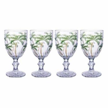 Imagem de Jogo 4 Taças Vidro Palm Tree Transparente Class Home 310ml