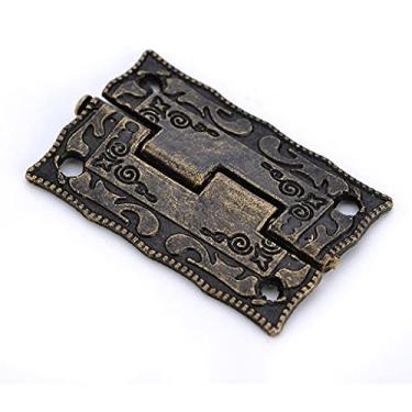 Imagem de 10 peças/conjunto de dobradiça de bronze para decoração de gaveta de porta de armário dobradiça retrô, dobradiças de ferragens para móveis de caixa de madeira