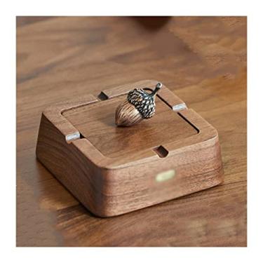 Imagem de Cinzeiro cinzeiro para cigarro para escritório em casa cinzeiro de charuto sala de estar escritório cinzeiro de madeira com tampa bandeja de fumaça