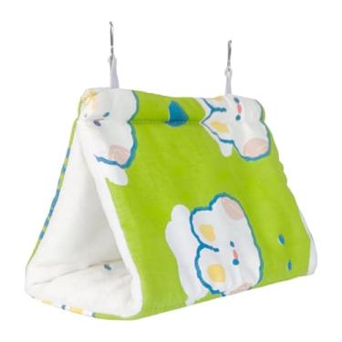 Imagem de predolo Casinha Aconchegante de Inverno para Pássaros, Cama Fofa para Gaiola de Papagaios, Abrigo Tipo Cabana, Rede Suspensa para Calopsitas E Araras, Verde