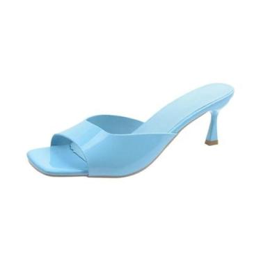 Imagem de Sandálias Pretas De Salto Alto Para Mulheres Moda De Verão Bico Quadra